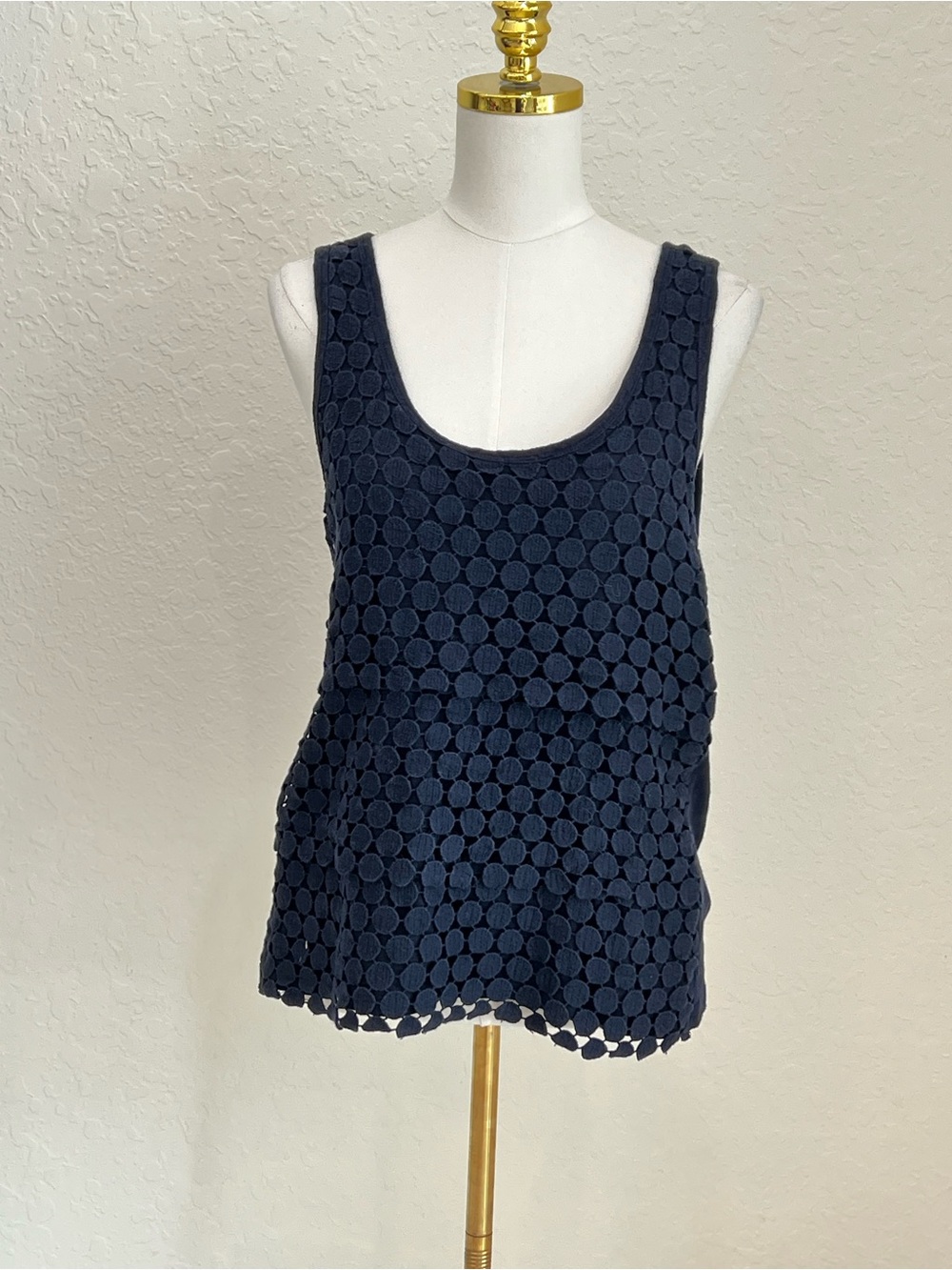 J Crew Navy Textured Sleeveless Tank Top